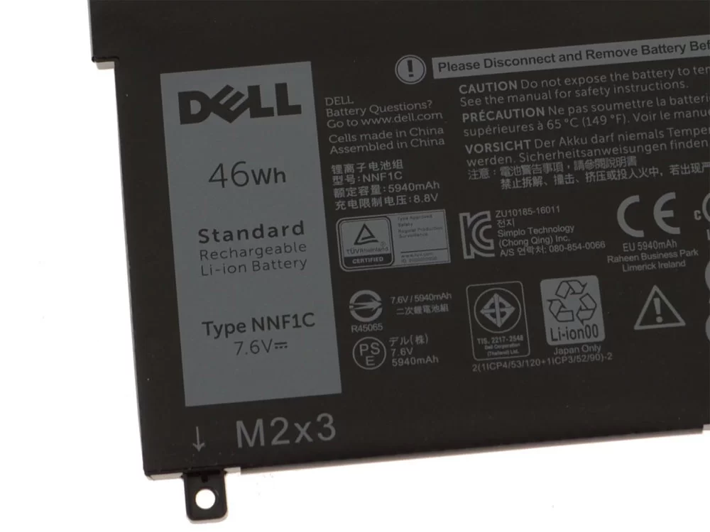 Original 46Wh Dell XPS 13 9365-4544 Batería