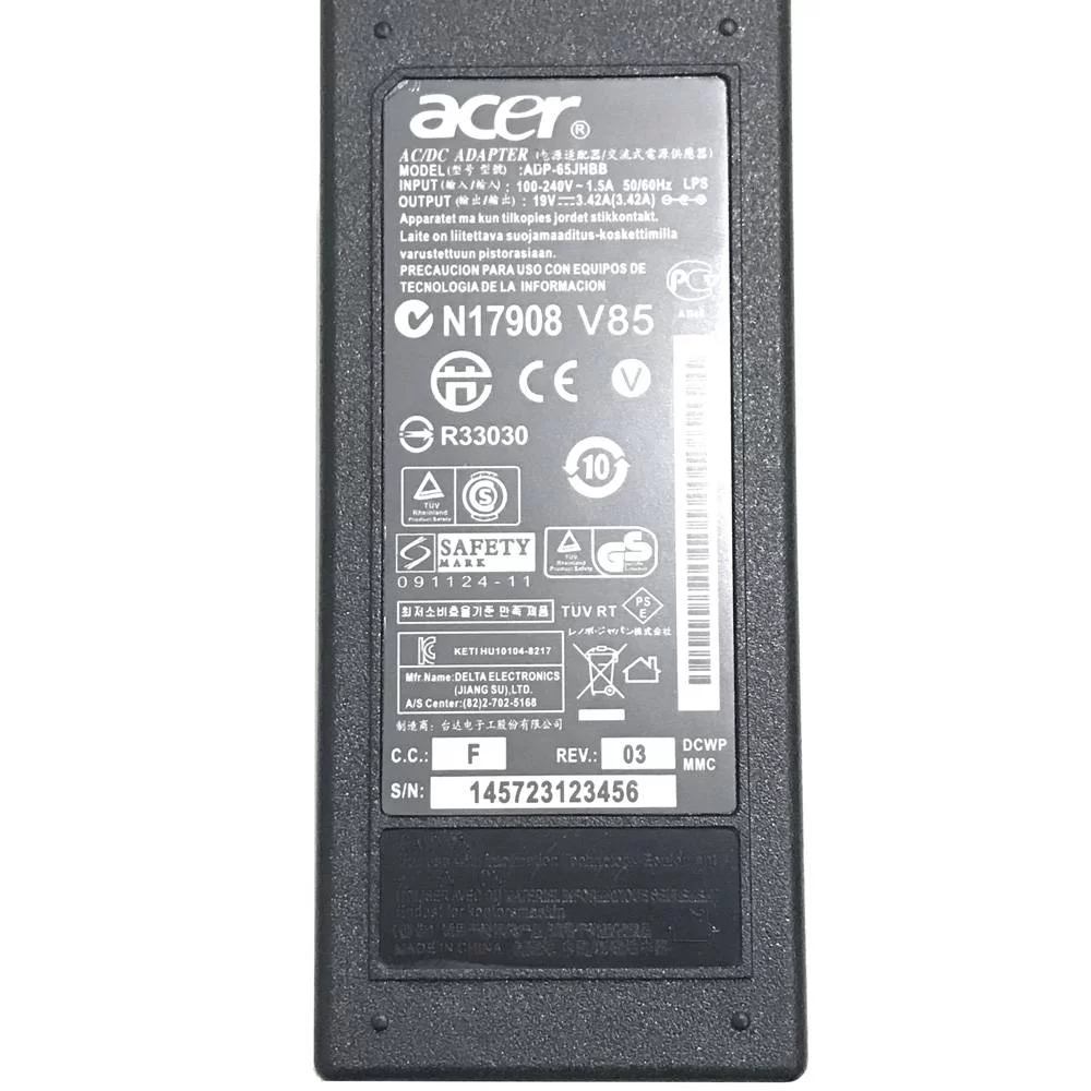 Original 65W Adaptador Cargador para Acer Aspire ES1-432 Original 65W Adaptador Cargador para Acer Aspire ES1-432