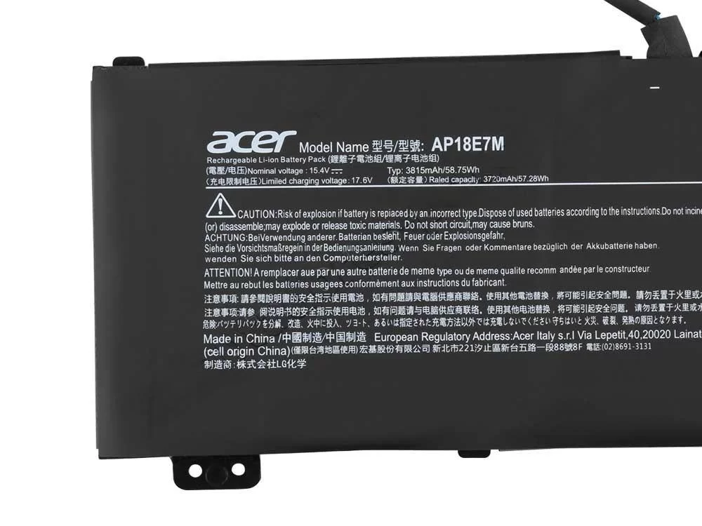 Original 3815mAh 58.75Wh Acer AP18E7M-001 KT.00407.017 Batería