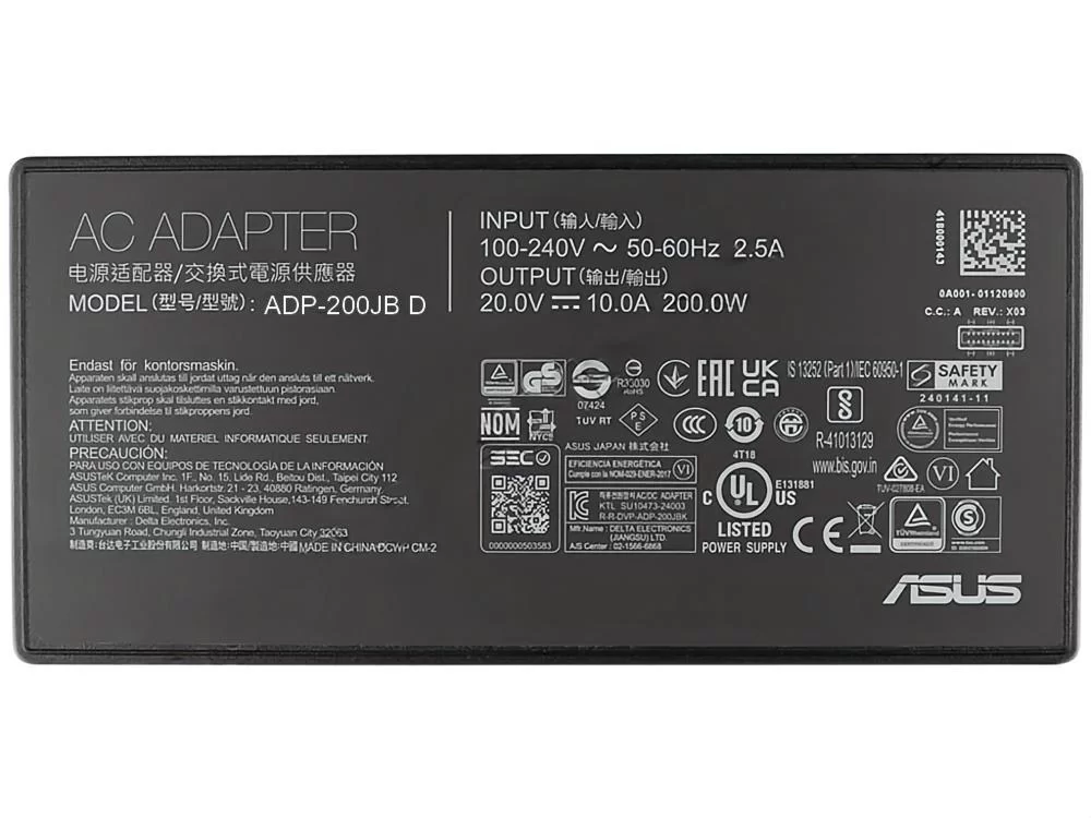 200W Original Asus ProArt Flip HN7306WI-DRLX016W Rectangle Conn AC Adaptador + Cable