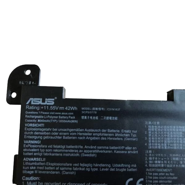 Original 11.55V 42Wh Batería Asus B31N1637 Original 11.55V 42Wh Batería Asus B31N1637