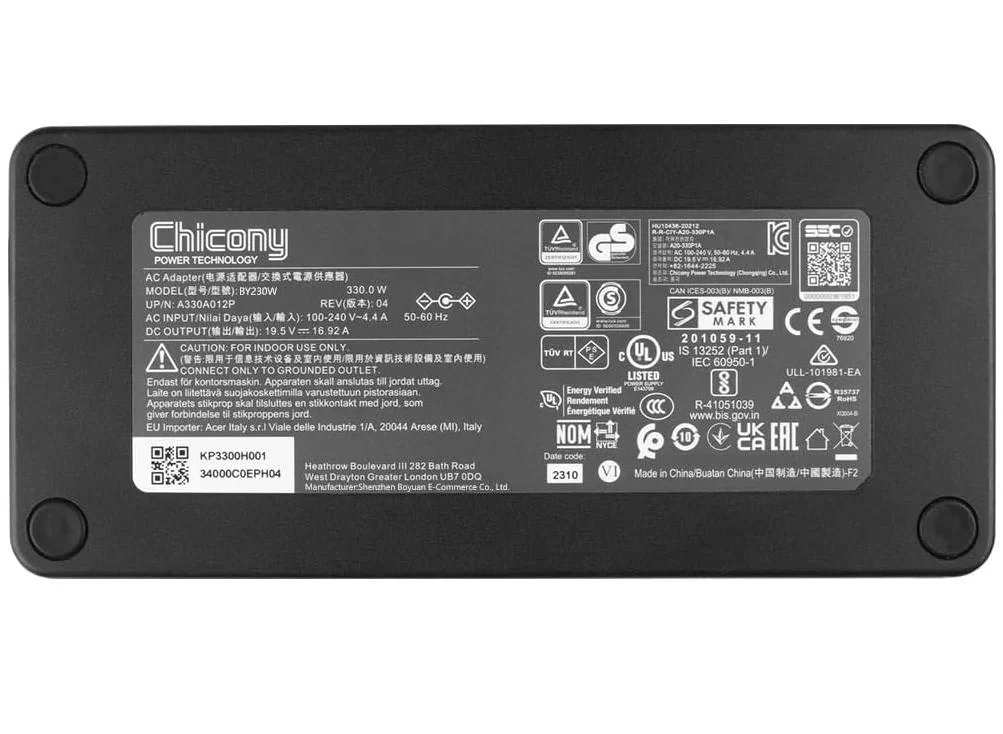 Original 330W 19.5V 16.92A Acer A20-330P1A Adaptador Cargador + Cable