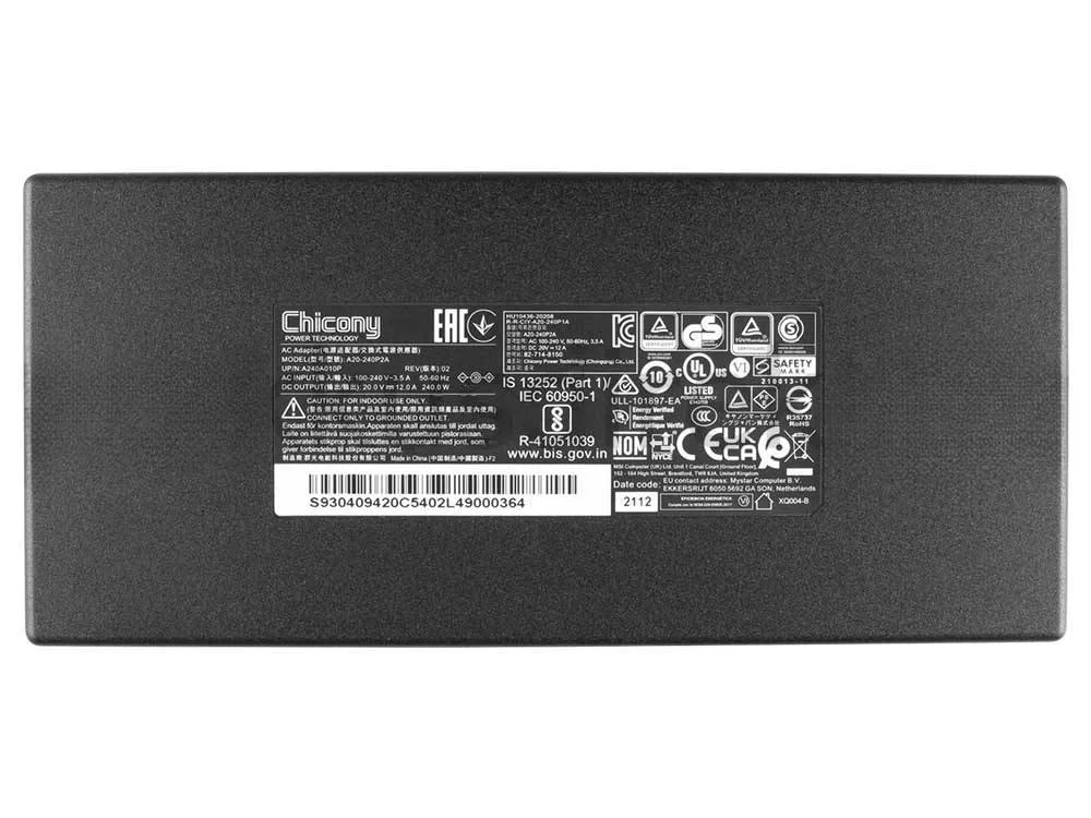 Original 20V 12A 240W Gigabyte AORUS 15 KE5 Adaptador Cargador + Cable