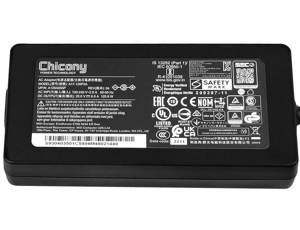 Original 20V 6A 120W MSI 9S7-16R821-023 Adaptador Cargador + Cable