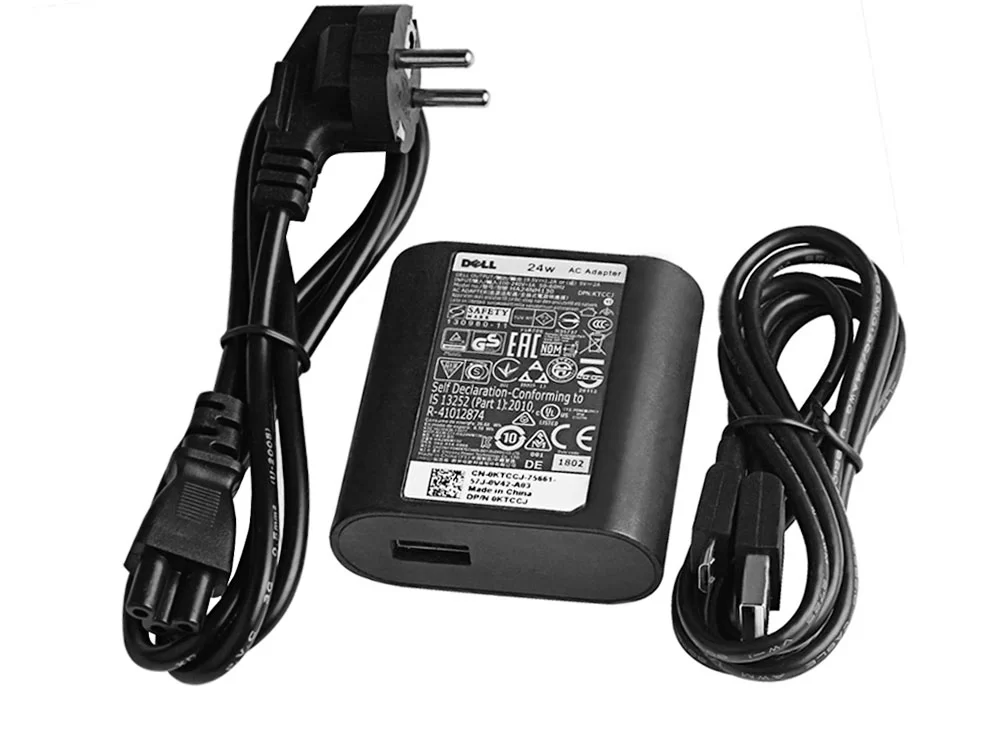 Original 24W Micro USB Dell 077GR6 77GR6 0JH28M 0KTCCJ Adaptador Cargador + Cable