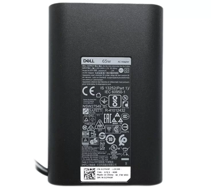 Original Adaptador Cargador Dell 02YK0F 65W USB-C Original Adaptador Cargador Dell 02YK0F 65W USB-C