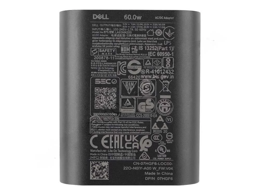 Original 60W USB-C Dell Latitude 13 (5320-TM4V2) Adaptador Cargador + Cable