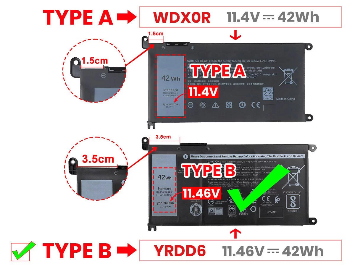 Original 3500mAh 42Wh Dell 01VX1H YRDD6 Batería