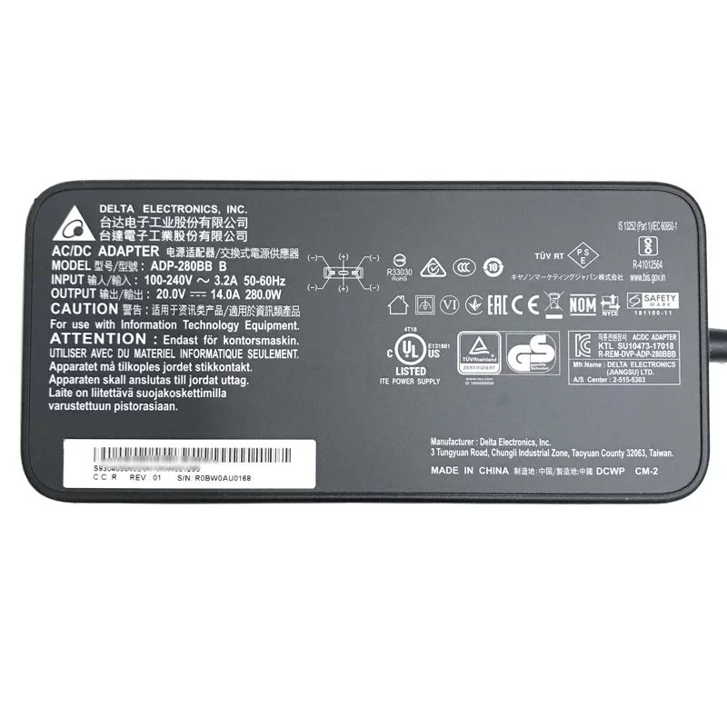 Original 20V 14A 280W Barebone PD71SNE(-G) Adaptador Cargador + Cable