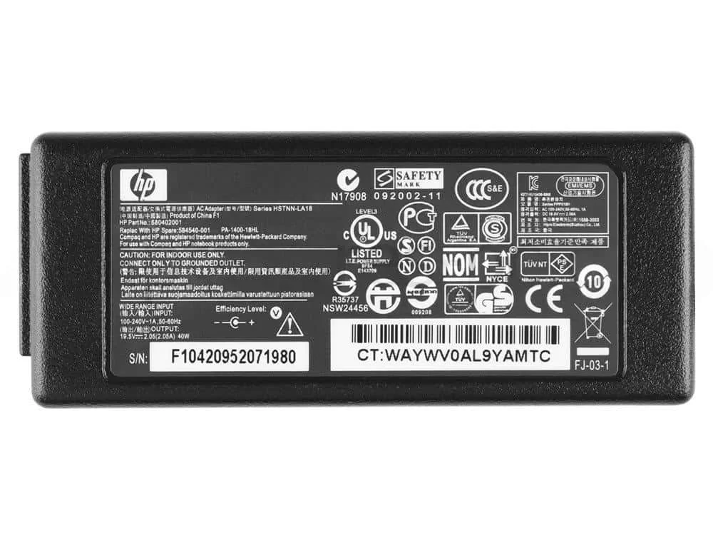Original 19.5V 2.05A 40W HP 580402-002 Adaptador Cargador + Cable