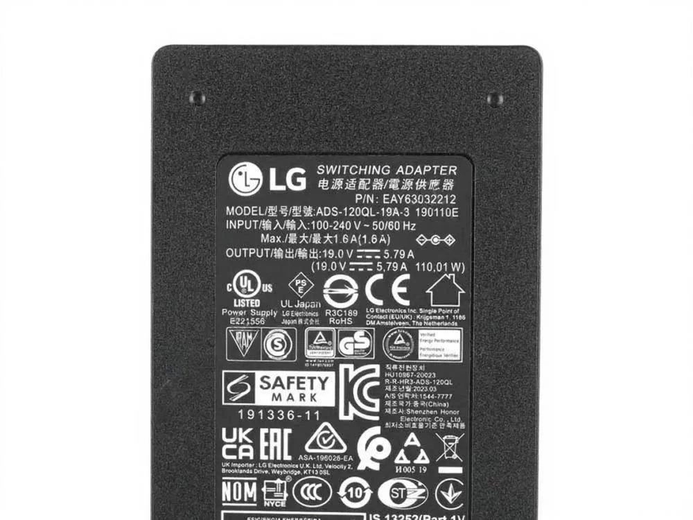 Original 110W Cargador LG 190110E AC Adaptador + Cable