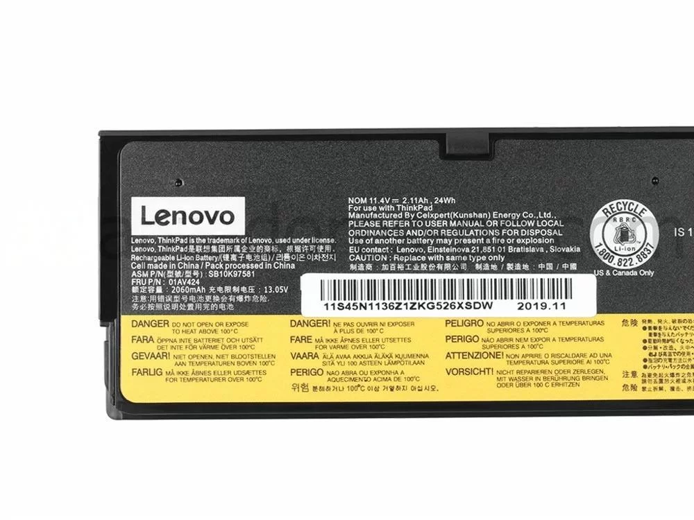 Original 2100mAh 24Wh Lenovo 01AV422 SB10K97579 Batería