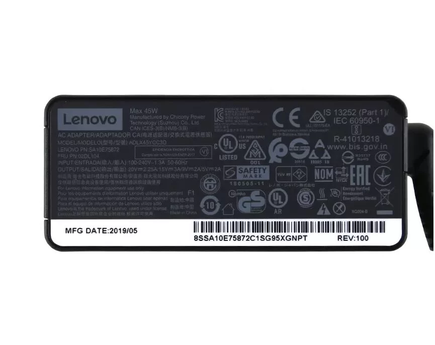 45W Lenovo ThinkPad Yoga 11e Chromebook 4th Gen 20HY AC Adaptador