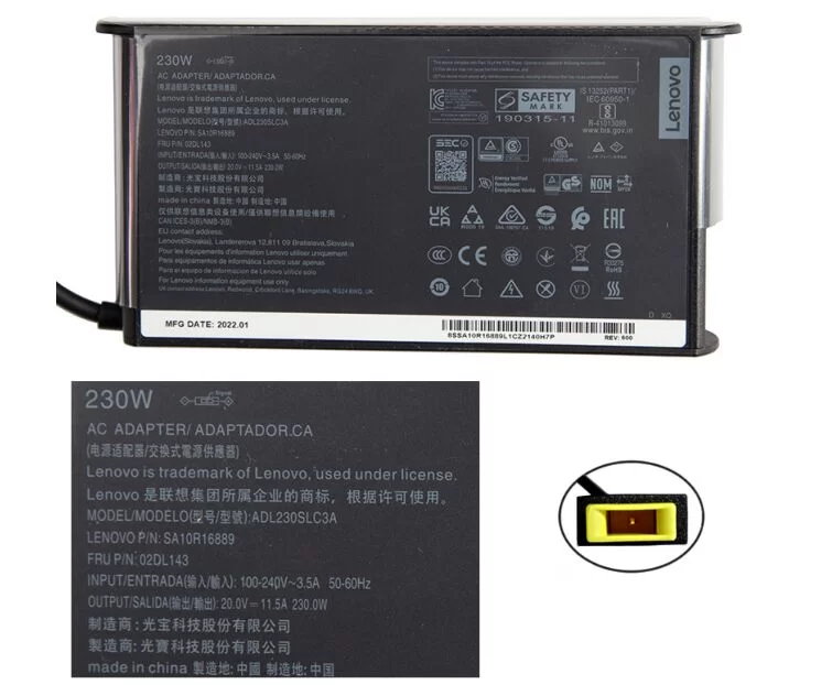 Original 230W Lenovo 4X20E75111 Adaptador Cargador + Cable Original 230W Lenovo 4X20E75111 Adaptador Cargador + Cable