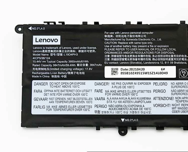 Original 61Wh 3950mAh Lenovo 5B10Z49518 5B10Z49519 Batería