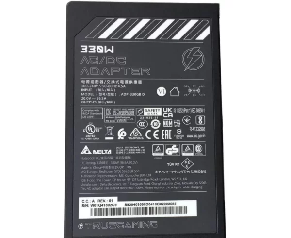 Original 20V 16.5A 330W MSI CreatorPro X17 A12UKS AC Adaptador + Cable Original 20V 16.5A 330W MSI CreatorPro X17 A12UKS AC Adaptador + Cable