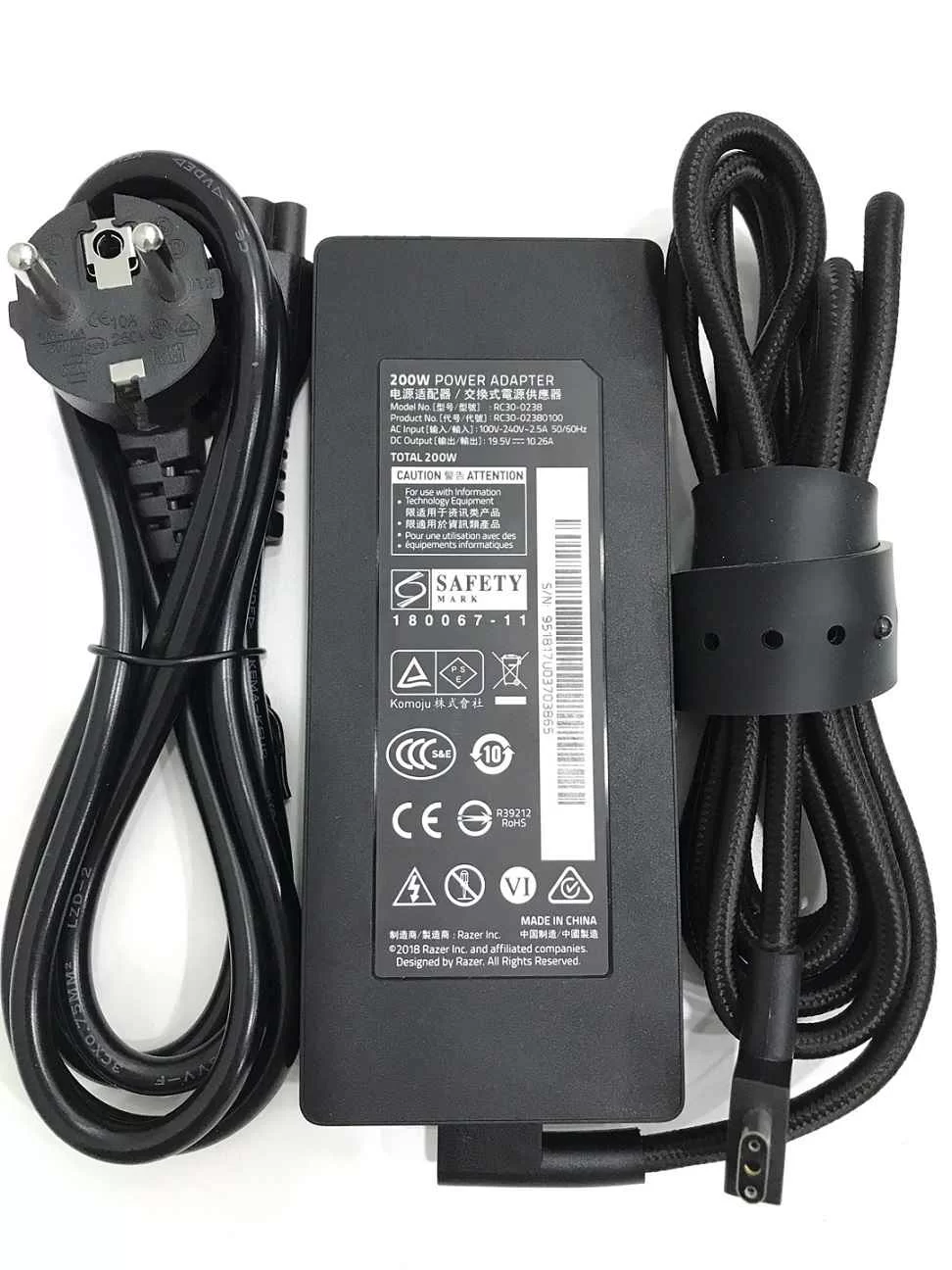 Original 200W 19.5V 10.26A Razer RC30-0238 Adaptador Cargador + Cable